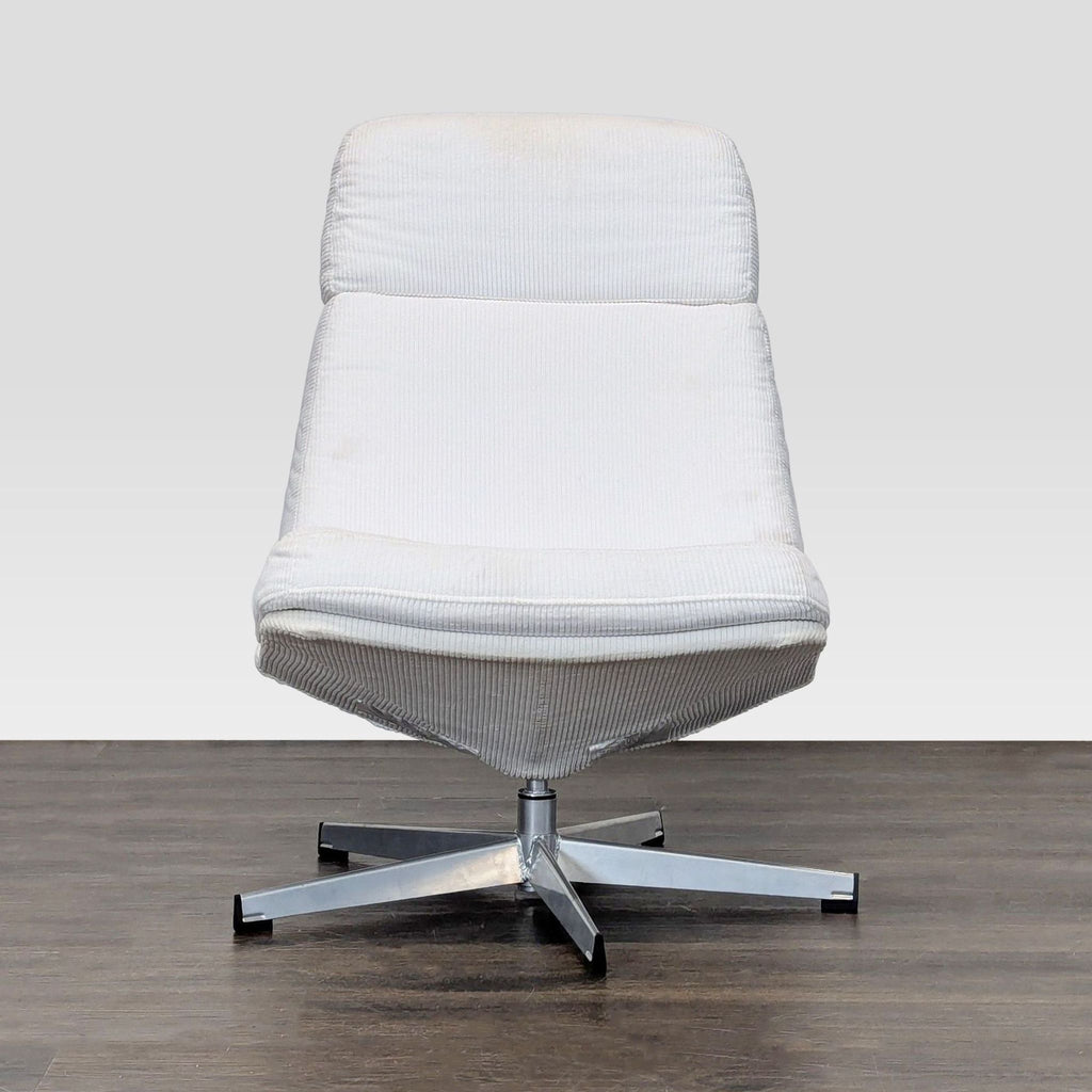 Ikea Modern White Lounge Chair with Swivel Metal Base