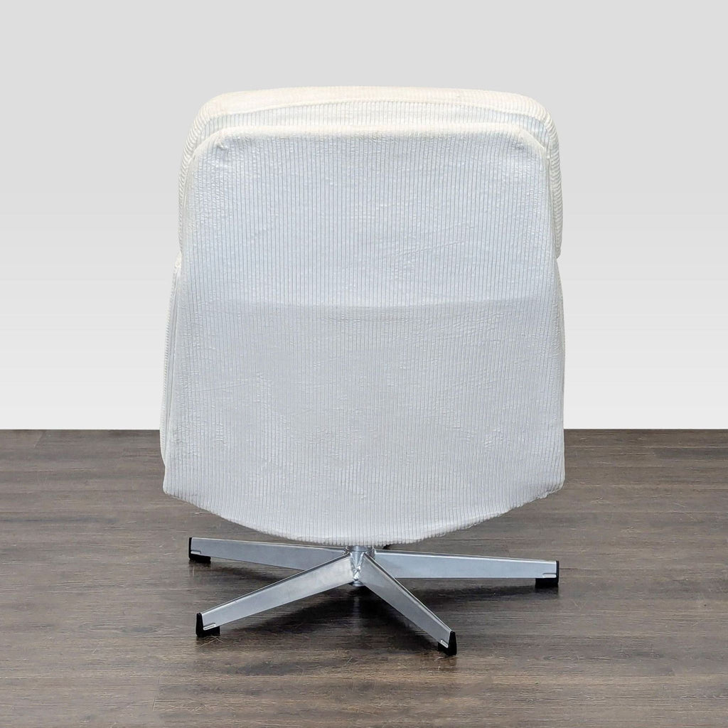 Ikea Modern White Lounge Chair with Swivel Metal Base