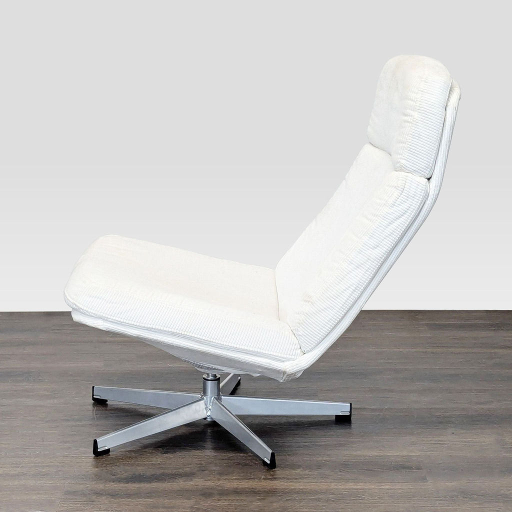 Ikea Modern White Lounge Chair with Swivel Metal Base