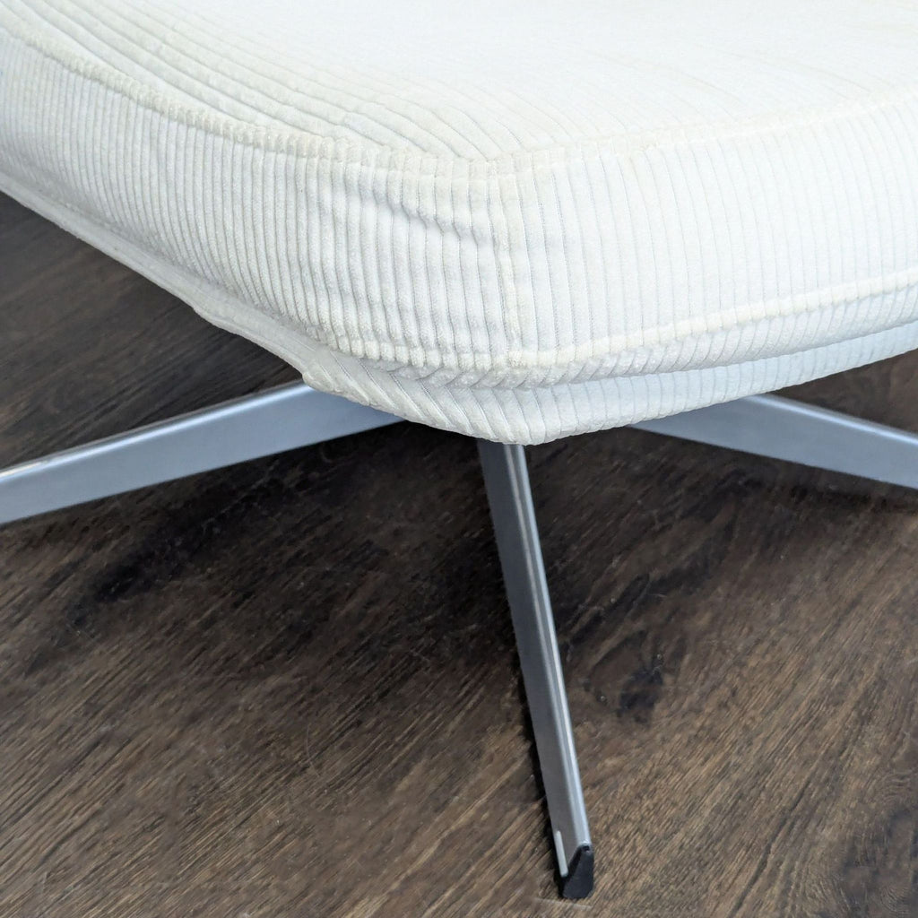 Ikea Modern White Lounge Chair with Swivel Metal Base
