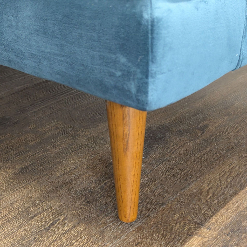 Modern Blue 3-Seat Sofa with Tufted Cushions and Wooden Legs