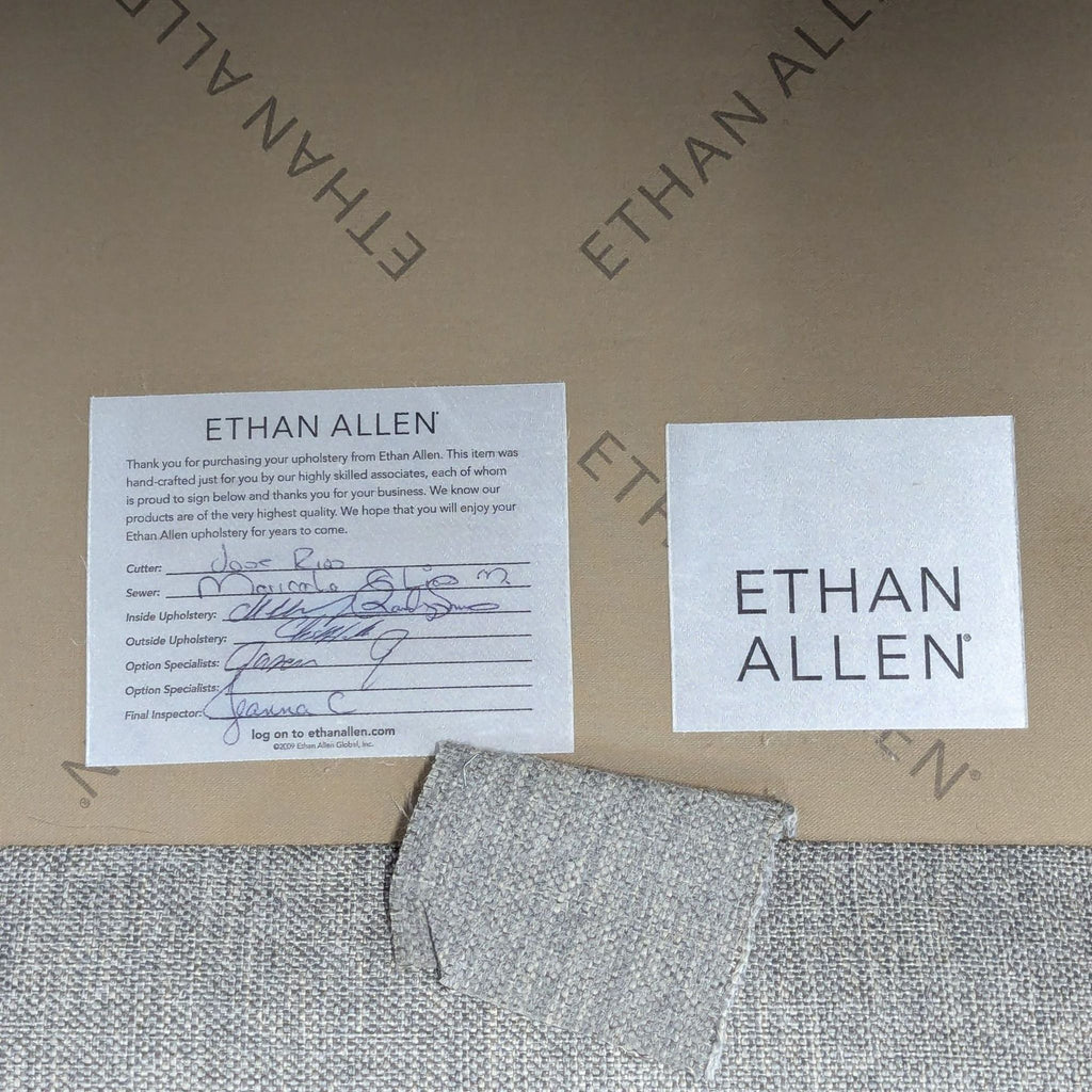 Ethan Allen Arcata 3-Seat Gray Sofa with Cushions
