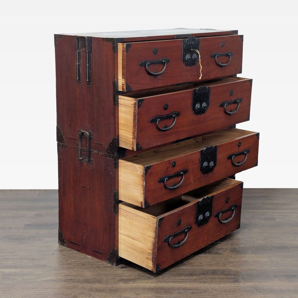 Japanese Nihonmatsu/Tansu Chest – Wooden Dresser with Iron Hardware