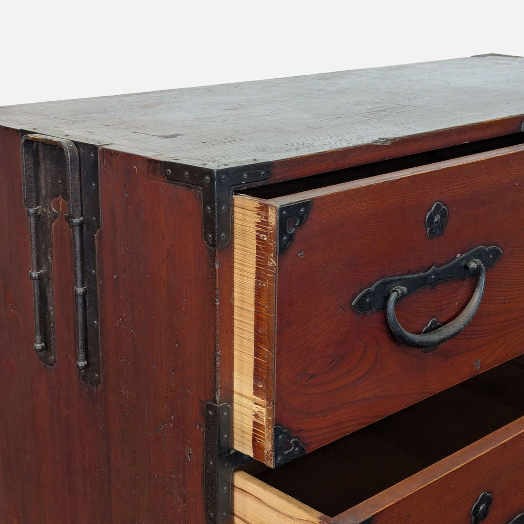 Japanese Nihonmatsu/Tansu Chest – Wooden Dresser with Iron Hardware