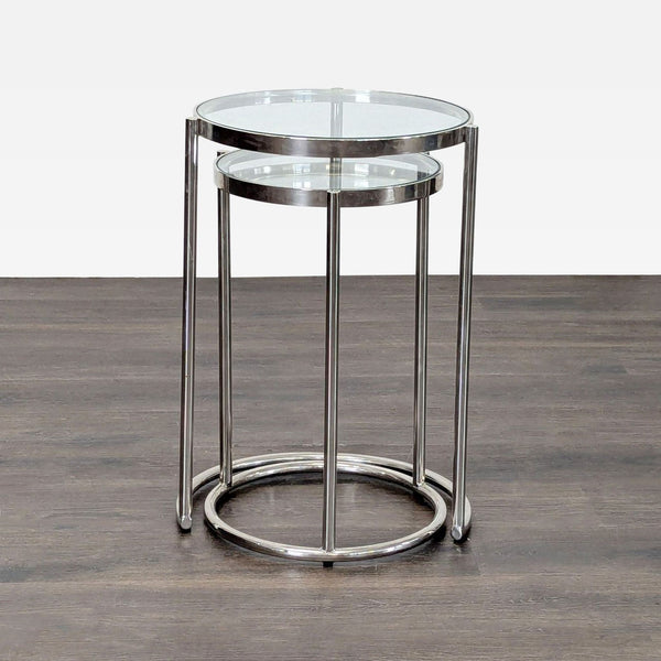 Pair of Chrome & Glass Nesting Tables