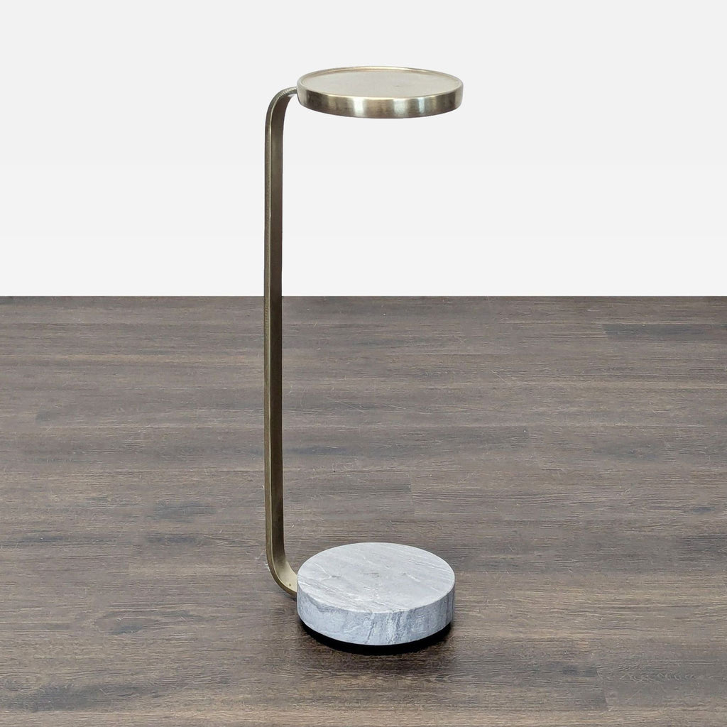 Antique brass metal side table with marble base from West Elm.  