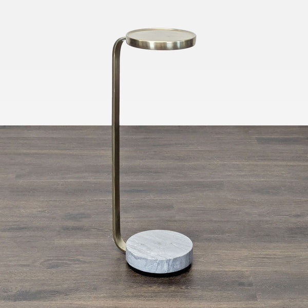 Antique brass metal side table with marble base from West Elm.  