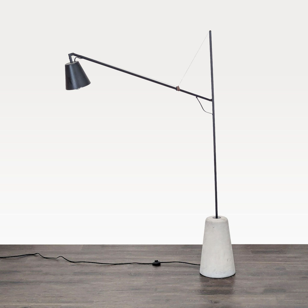 EQ3 Modern Black Floor Lamp with Concrete Base