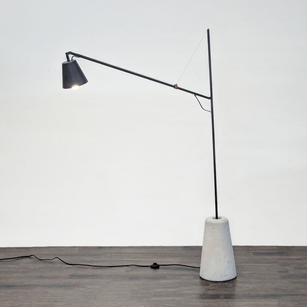 EQ3 Modern Black Floor Lamp with Concrete Base