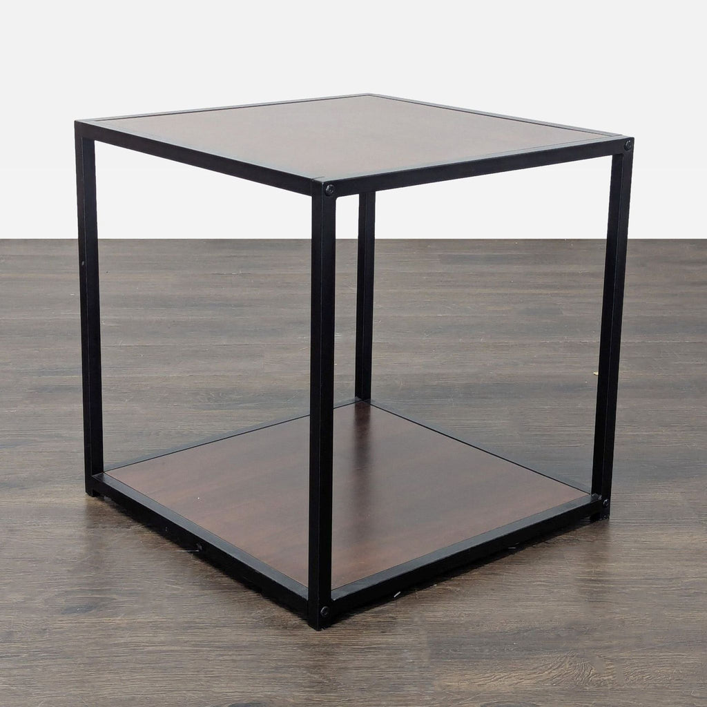 Two Tier Metal and Wood End Table