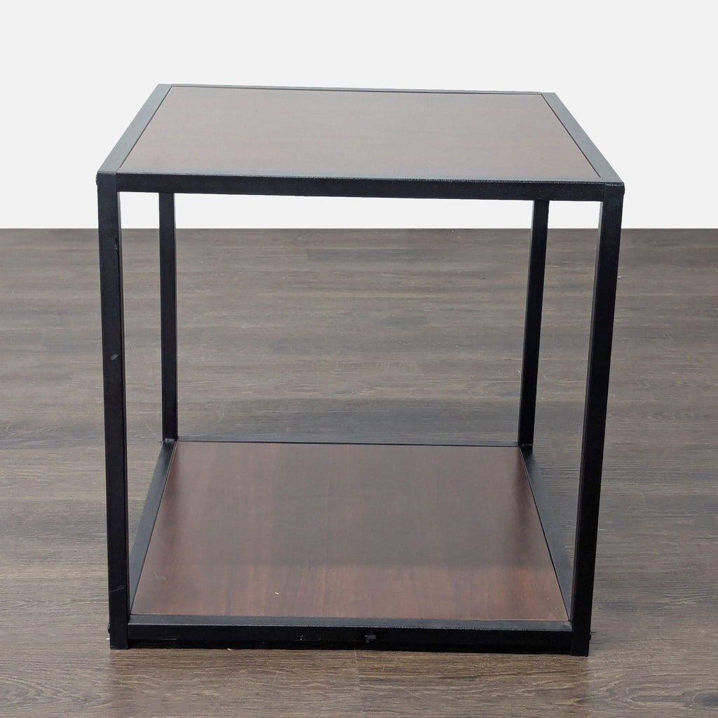Two Tier Metal and Wood End Table