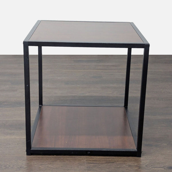 Two Tier Metal and Wood End Table