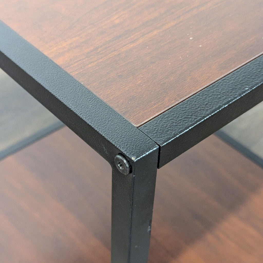Two Tier Metal and Wood End Table