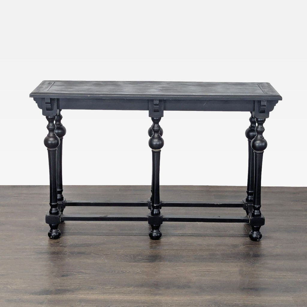 Rustic Top Console Table with Turned Legs