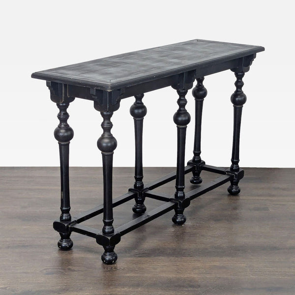 Rustic Top Console Table with Turned Legs