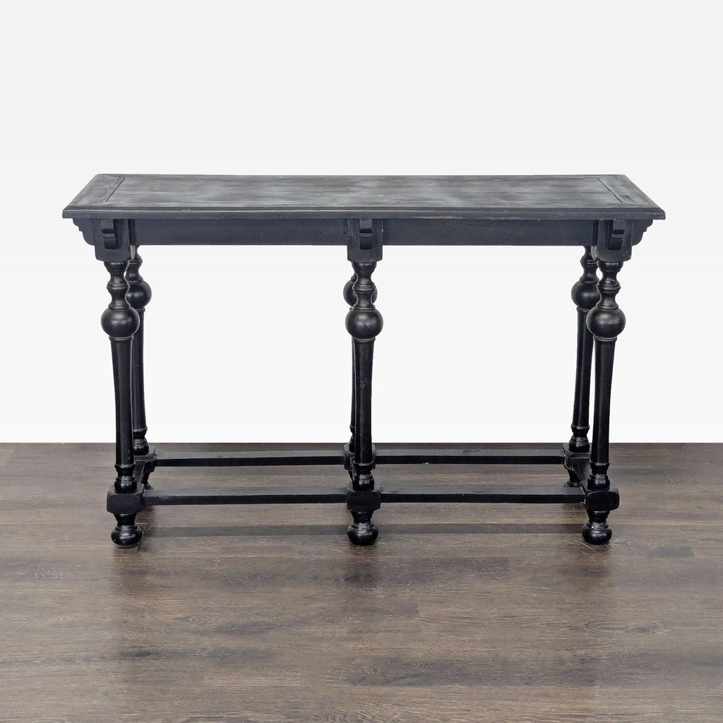 Rustic Top Console Table with Turned Legs