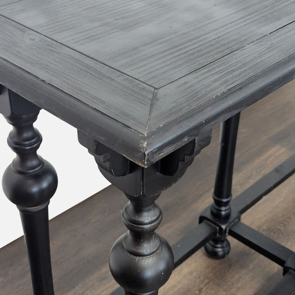 Rustic Top Console Table with Turned Legs