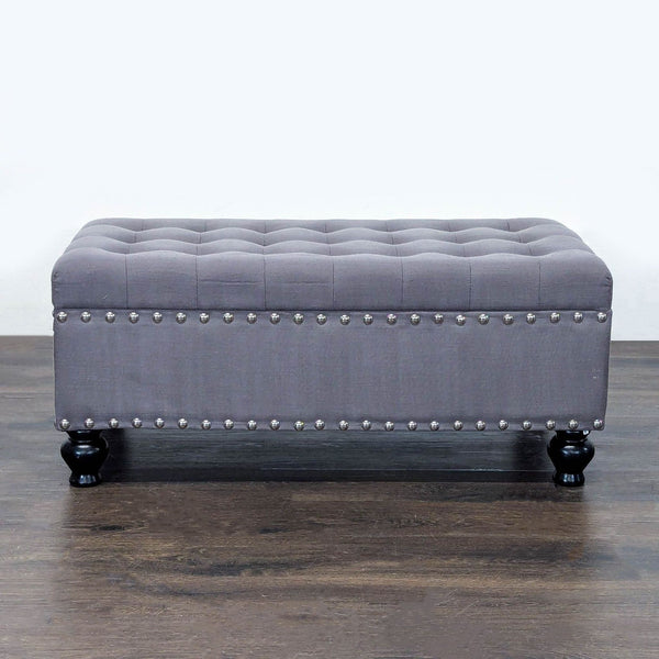 1. Marshall’s button tufted ottoman with nailhead trim, ideal for seating or decor in the Stools, Ottomans & Benches category.  