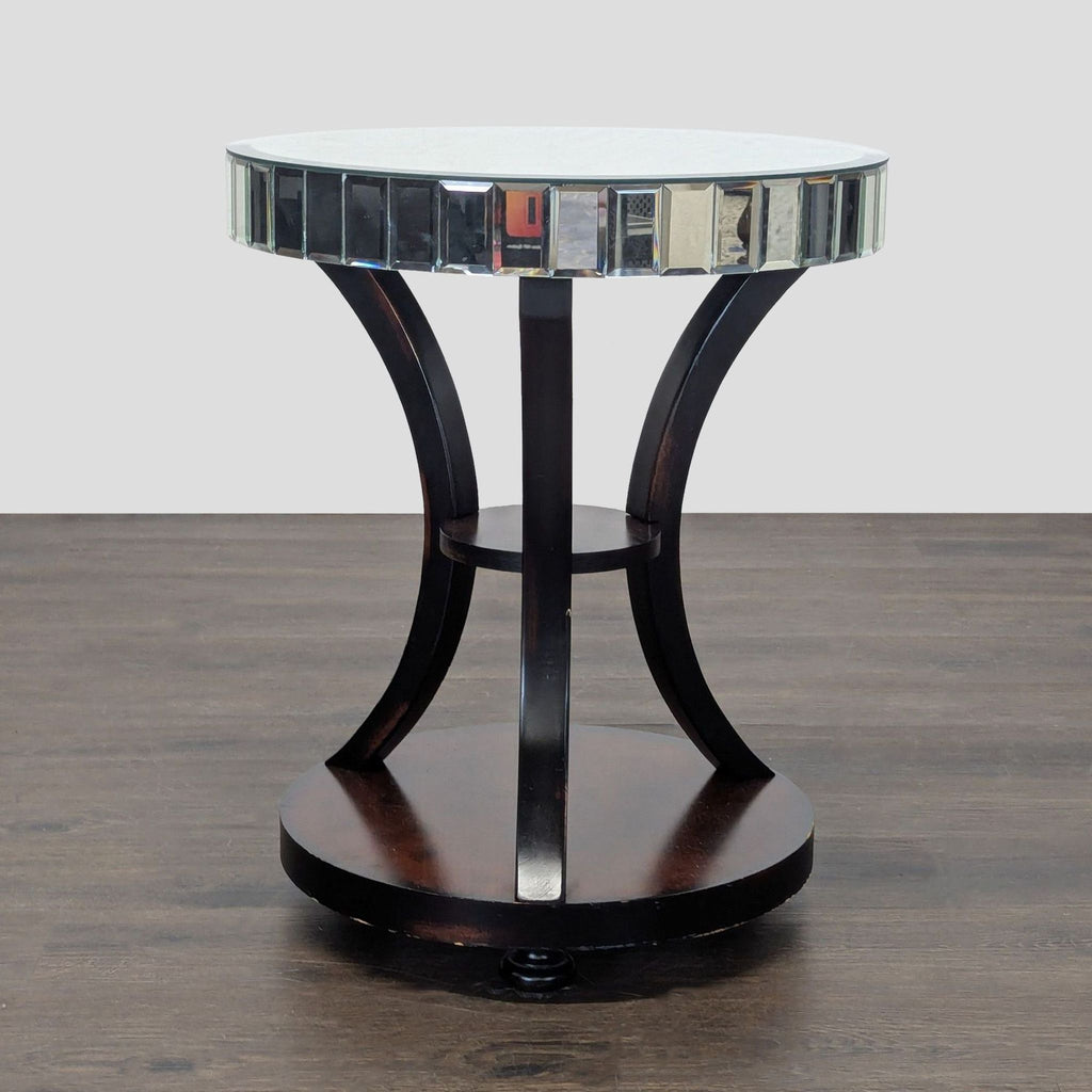 Z Gallerie Mirrored Accent Table with Wood Base - Accepted Offer (18.37% discount)