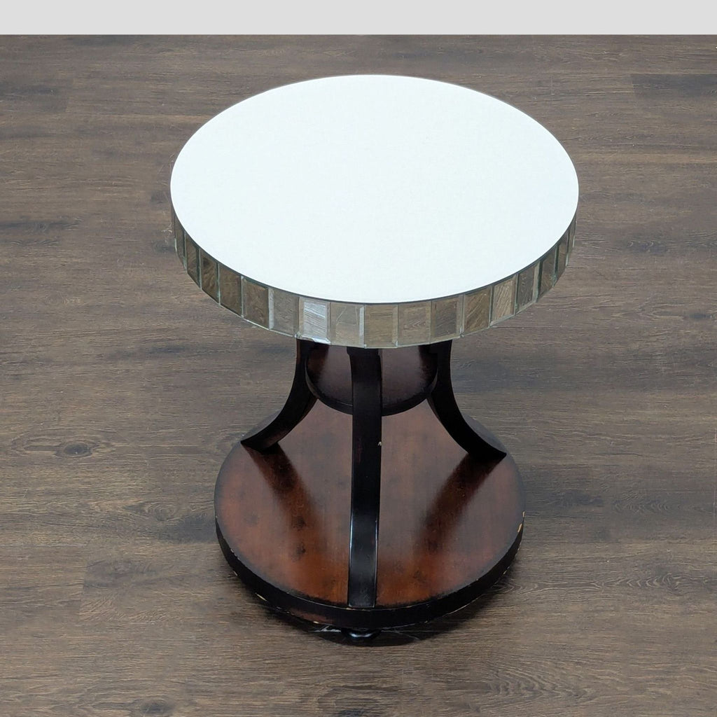 Z Gallerie Mirrored Accent Table with Wood Base - Accepted Offer (18.37% discount)
