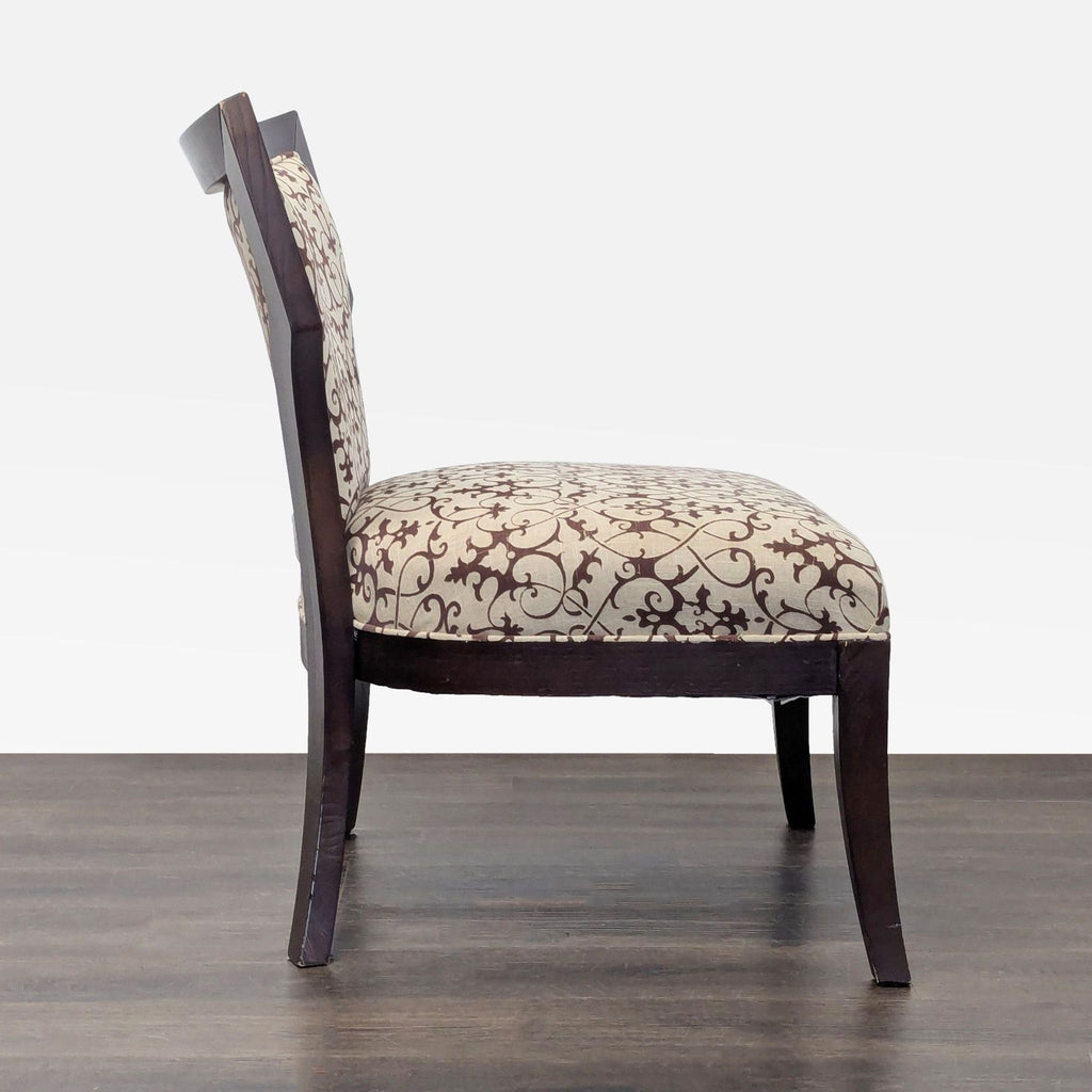 Elegant Lounge Chair with Patterned Upholstery and Wooden Frame