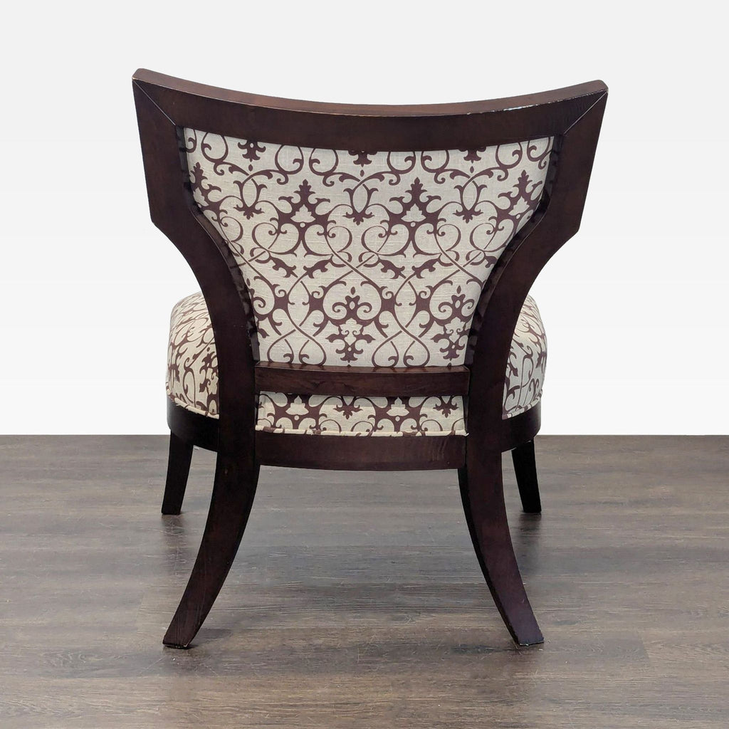 Elegant Lounge Chair with Patterned Upholstery and Wooden Frame