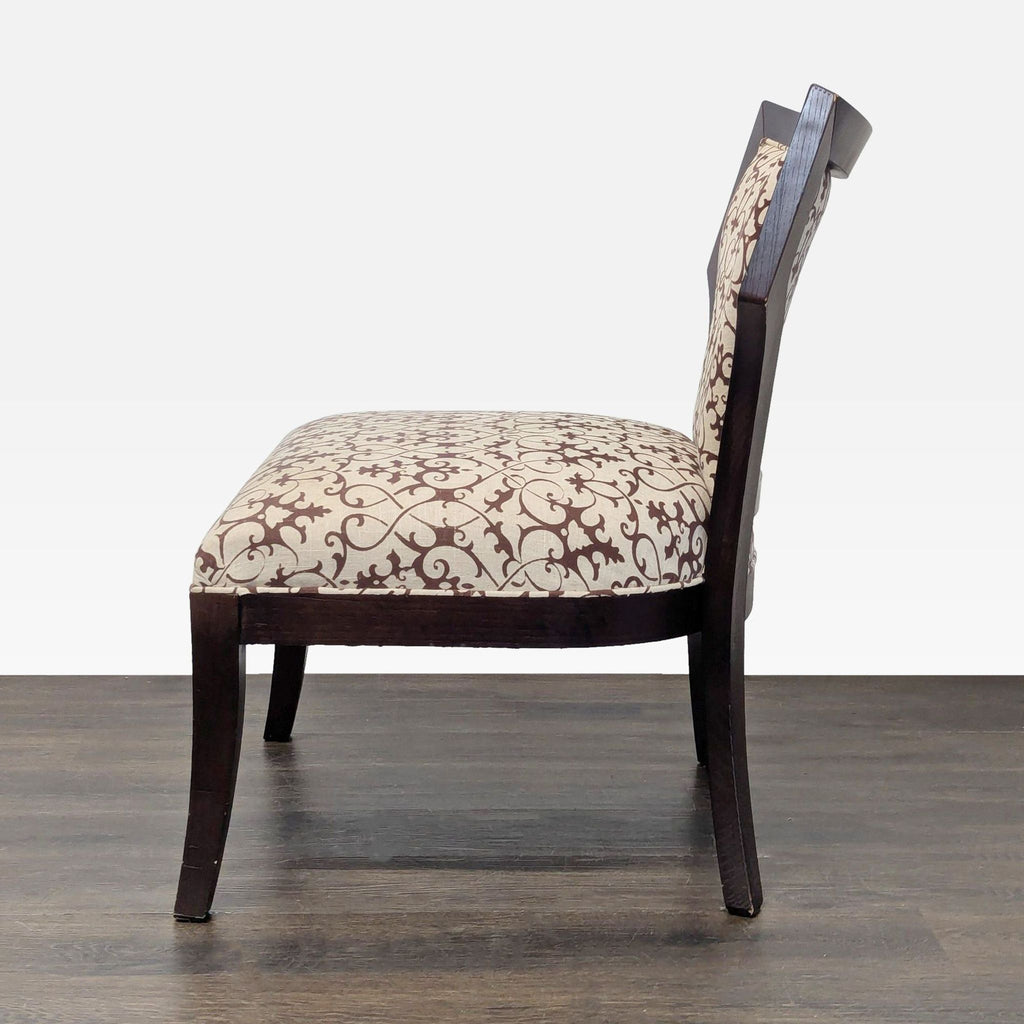 Elegant Lounge Chair with Patterned Upholstery and Wooden Frame