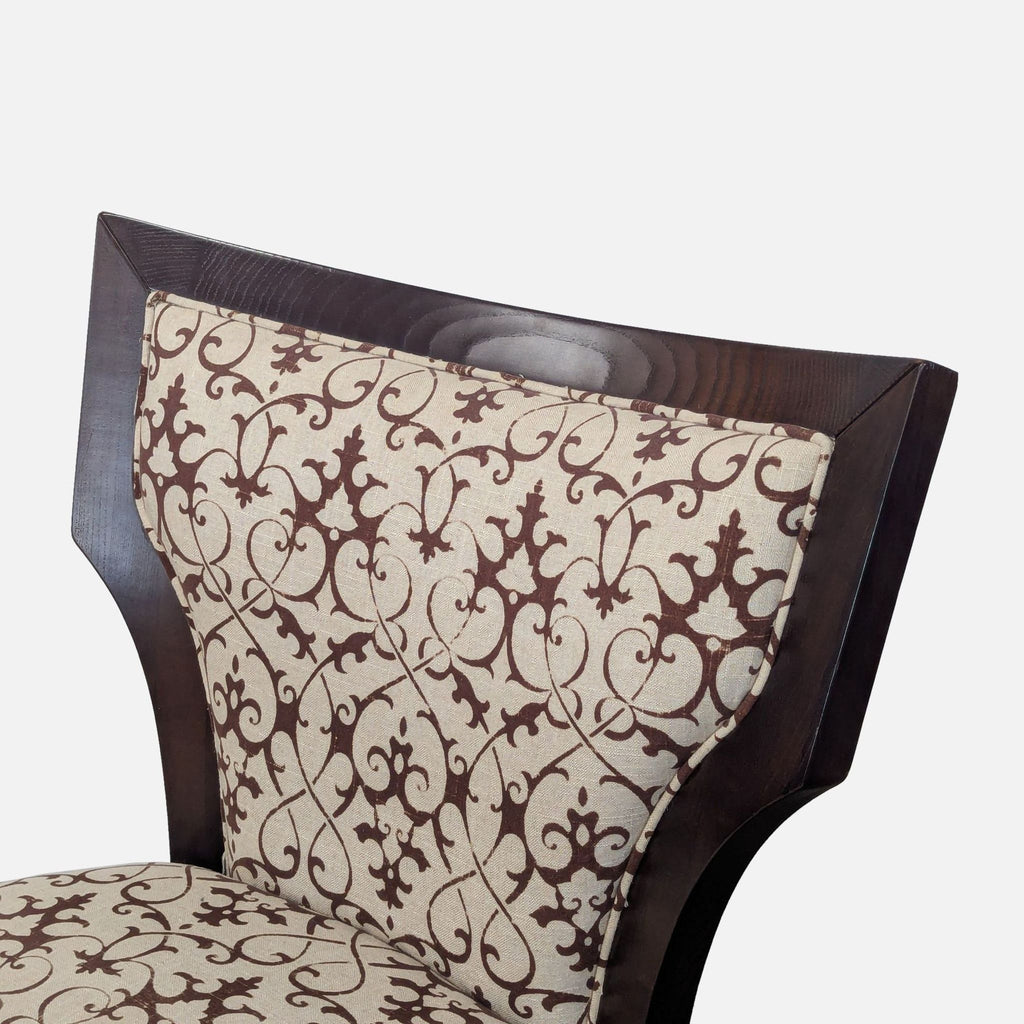 Elegant Lounge Chair with Patterned Upholstery and Wooden Frame