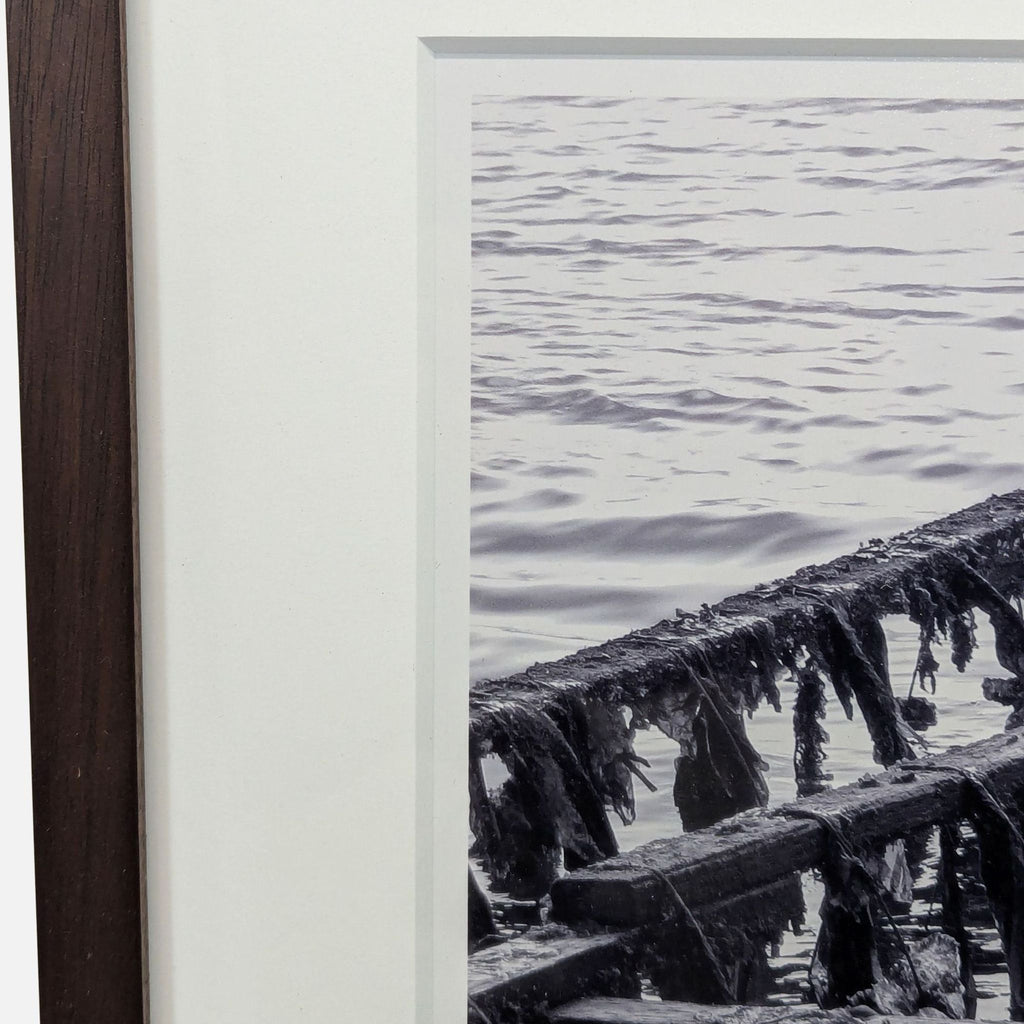 Framed Ruben Robledo “The Magic is Ready” Black and White Print of Pier Structure