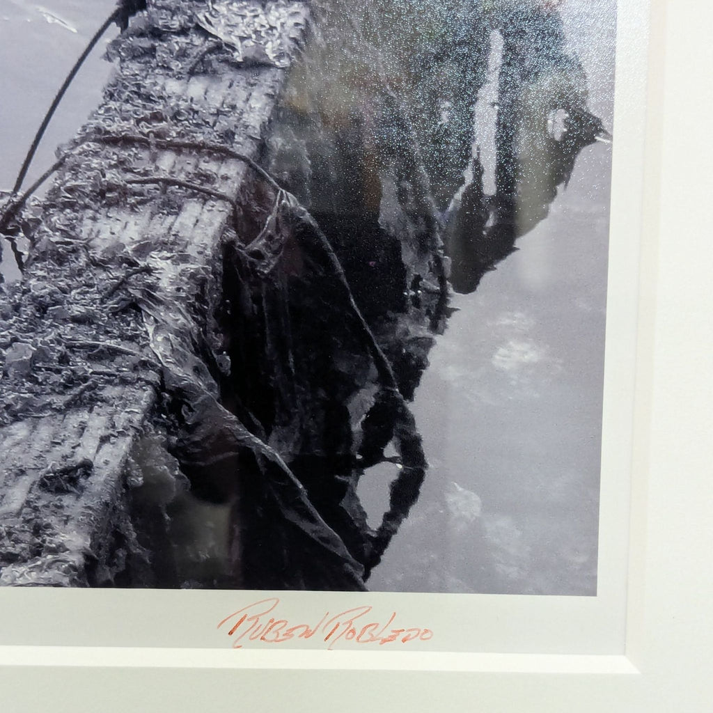 Framed Ruben Robledo “The Magic is Ready” Black and White Print of Pier Structure