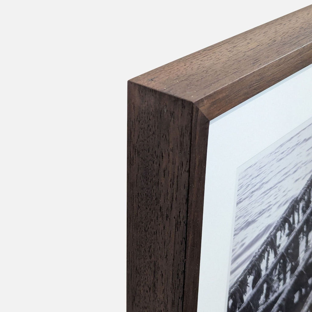 Framed Ruben Robledo “The Magic is Ready” Black and White Print of Pier Structure