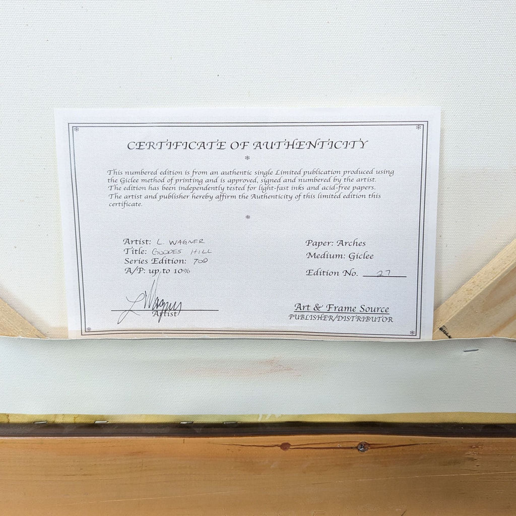 Limited edition landscape print of Goodes Hill with earth tones, custom framed and includes certificate of authenticity.  