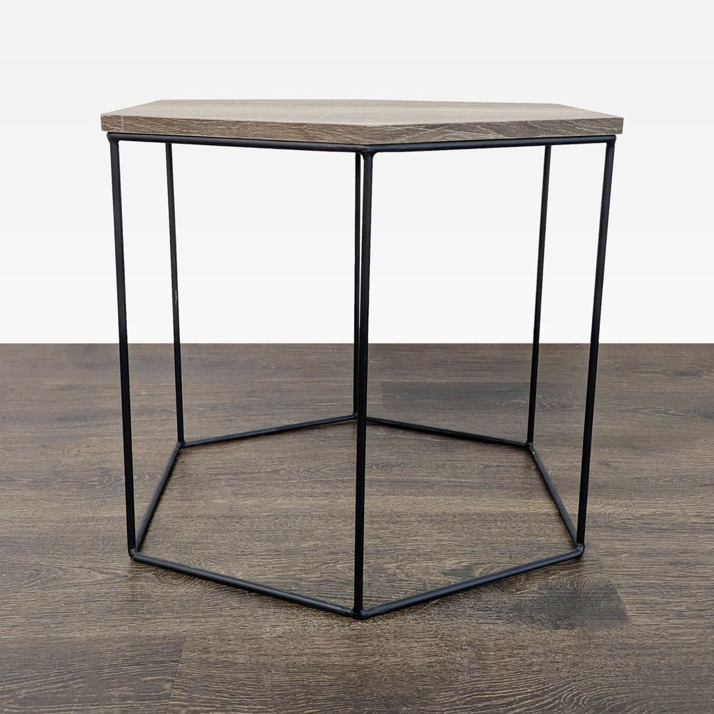 Trio of Wood Top Hexagon Tables