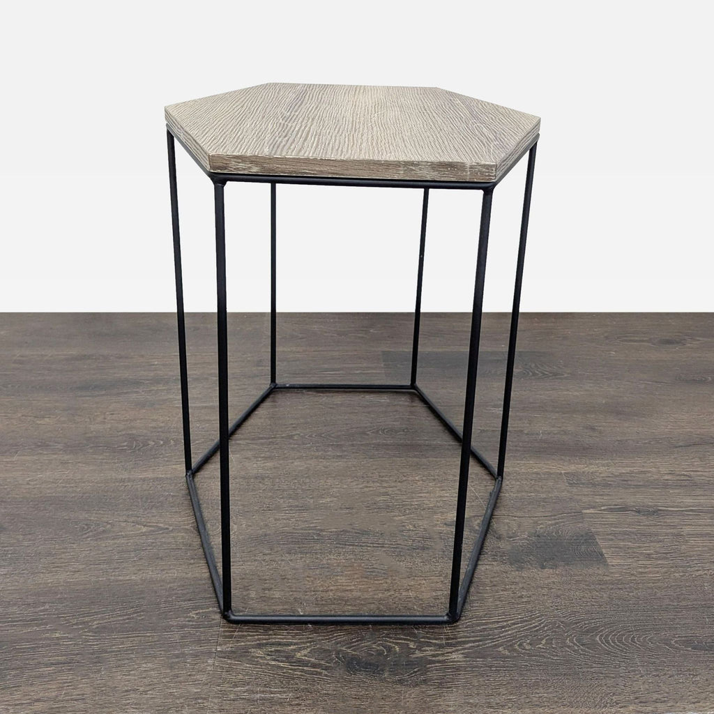 Trio of Wood Top Hexagon Tables