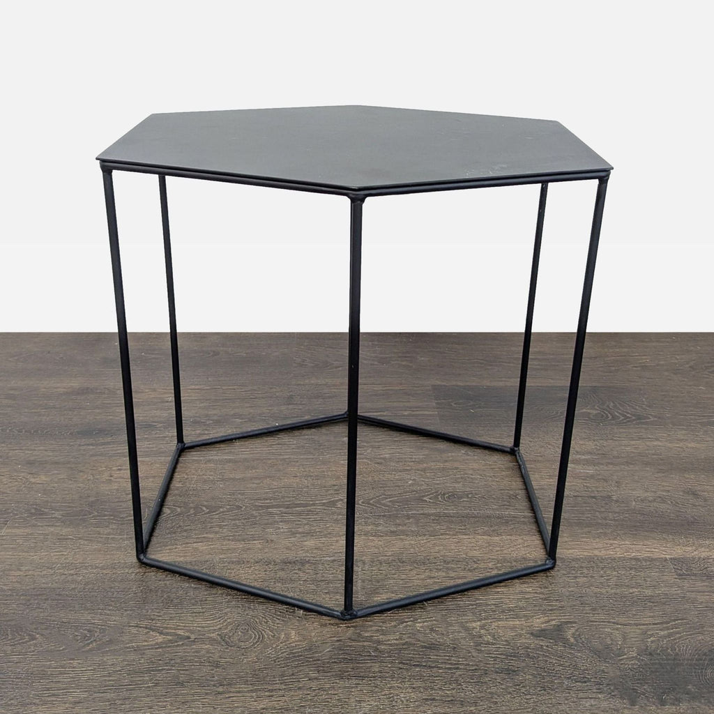 Trio of Wood Top Hexagon Tables