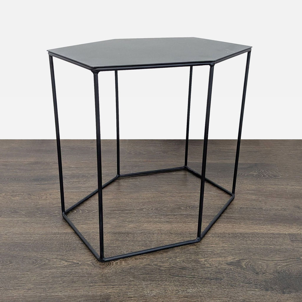 Trio of Wood Top Hexagon Tables