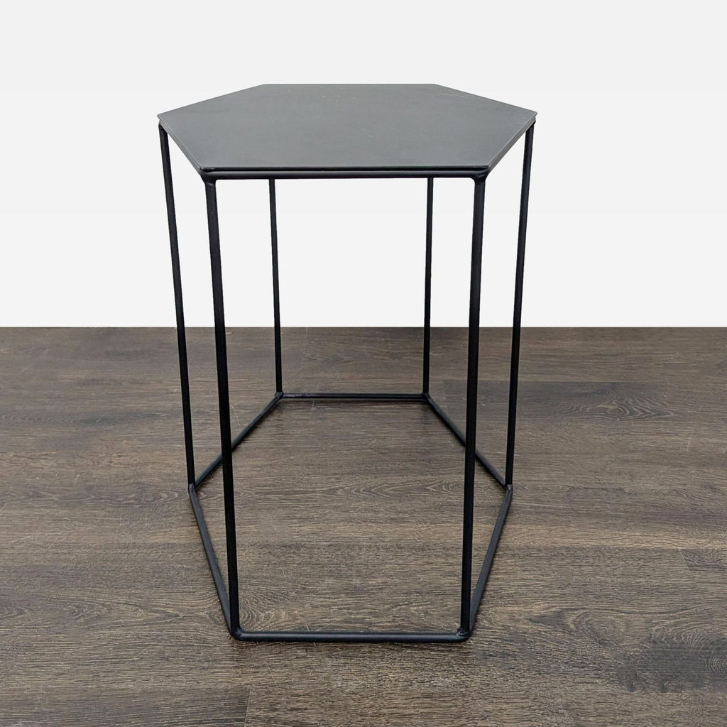 Trio of Wood Top Hexagon Tables