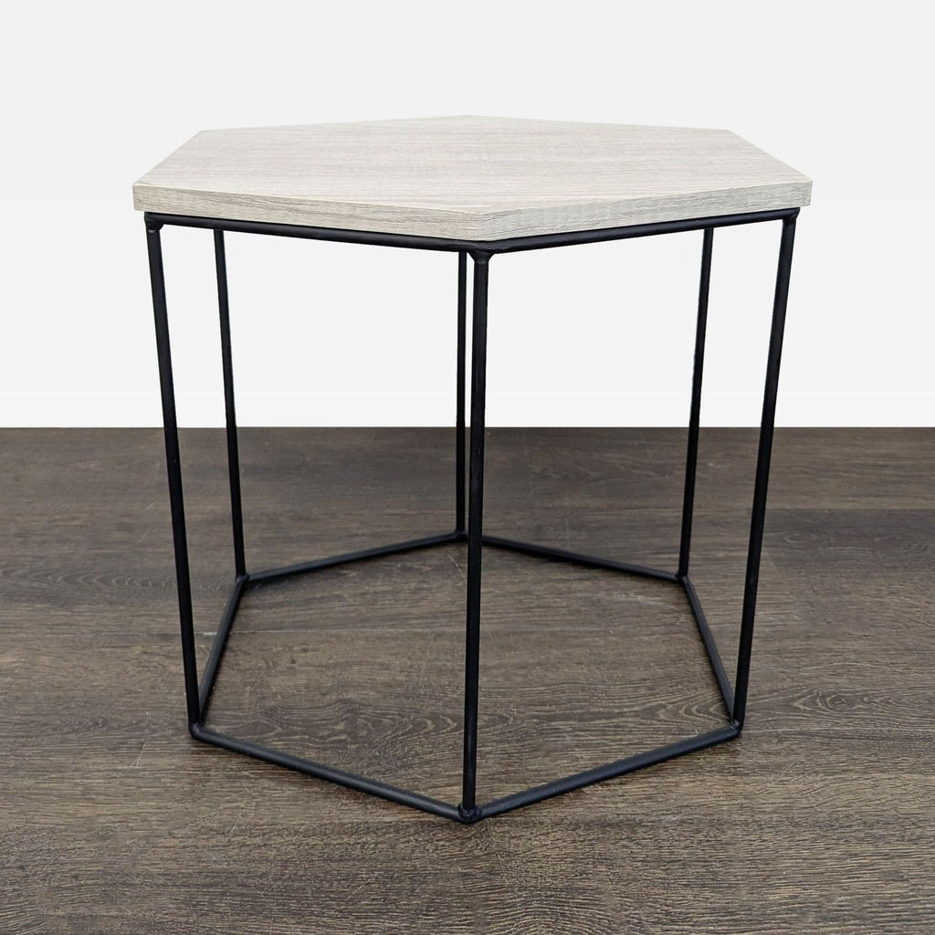 Trio of Wood Top Hexagon Tables
