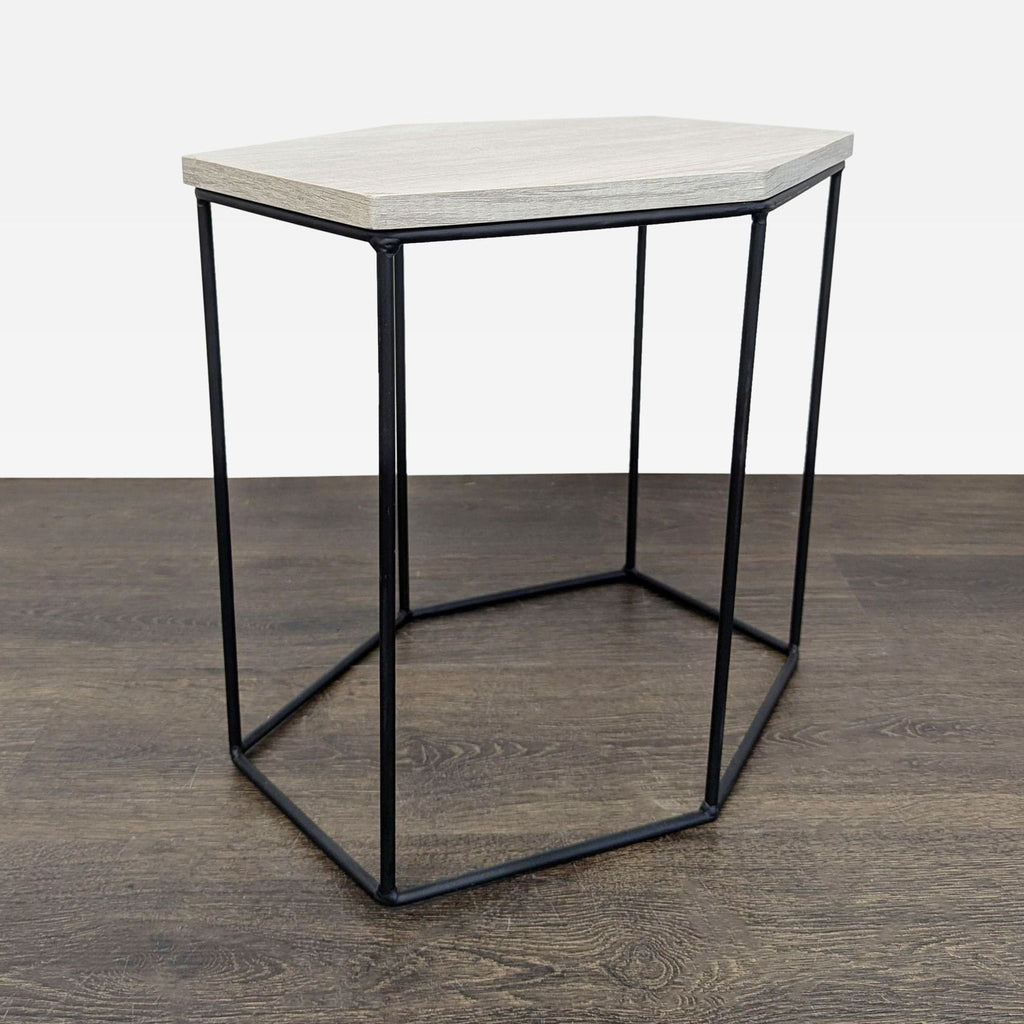 Trio of Wood Top Hexagon Tables
