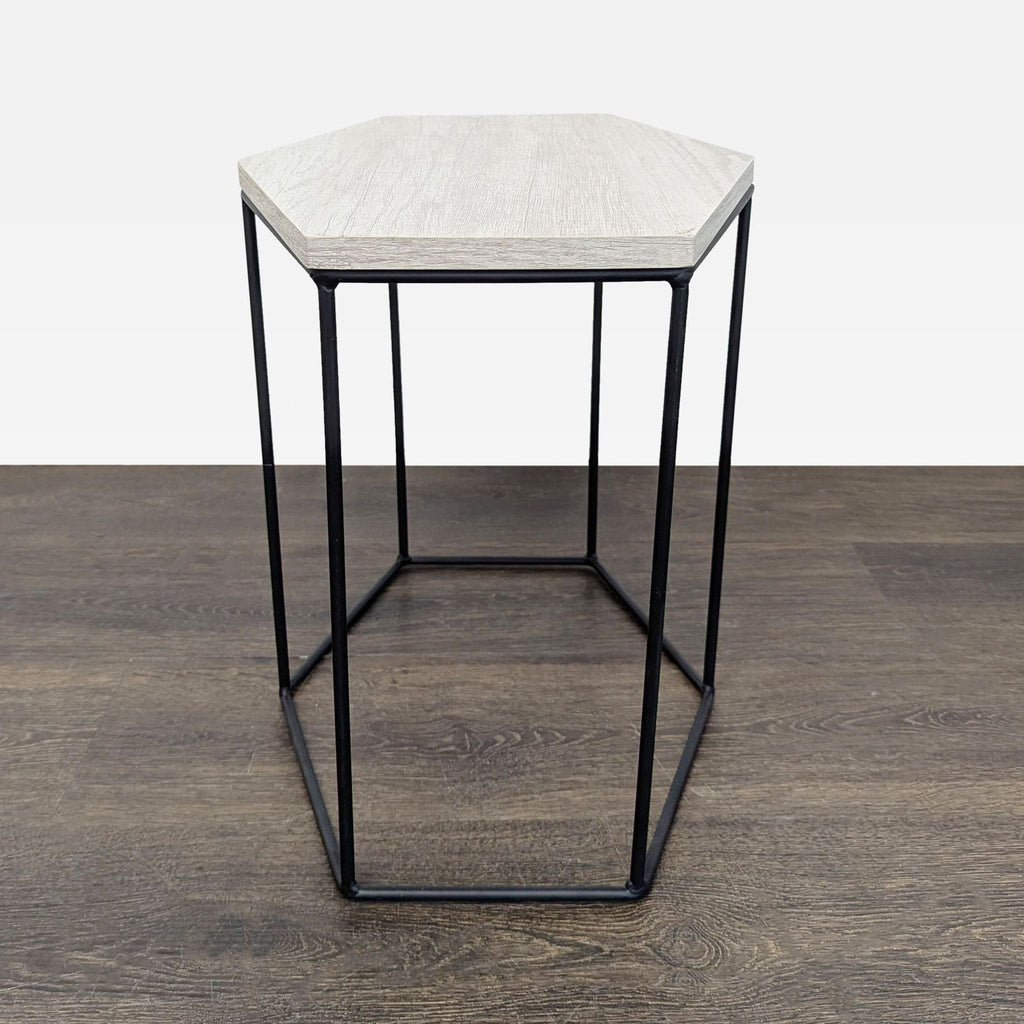 Trio of Wood Top Hexagon Tables