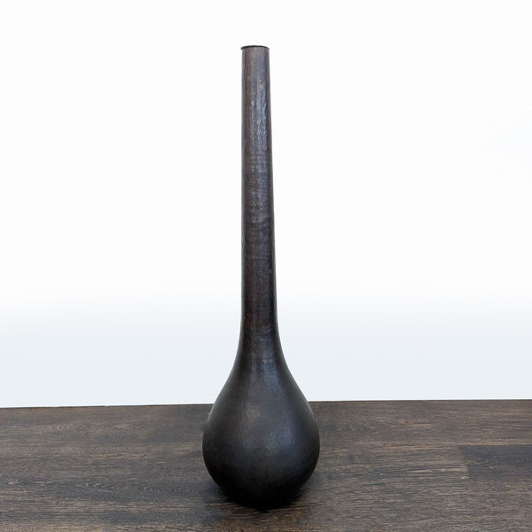 Hand Hammered Long Neck Metal Floor Vase
