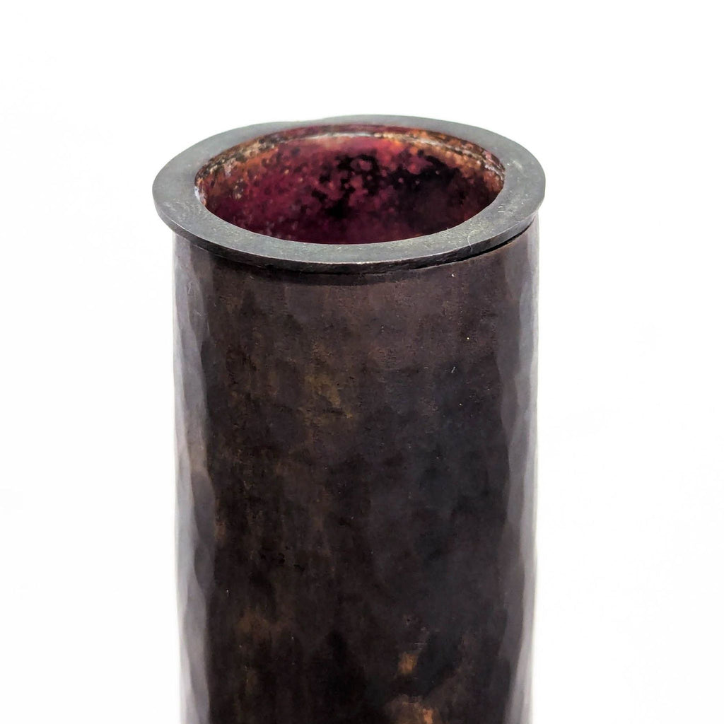 Hand Hammered Long Neck Metal Floor Vase