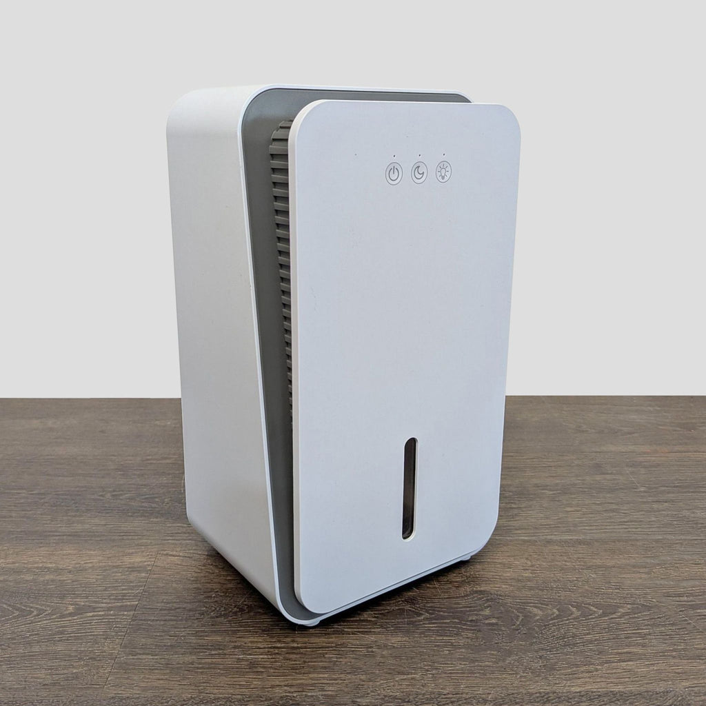 Modern, minimalist Onsekin air cooler and fan for personal cooling in home or office.