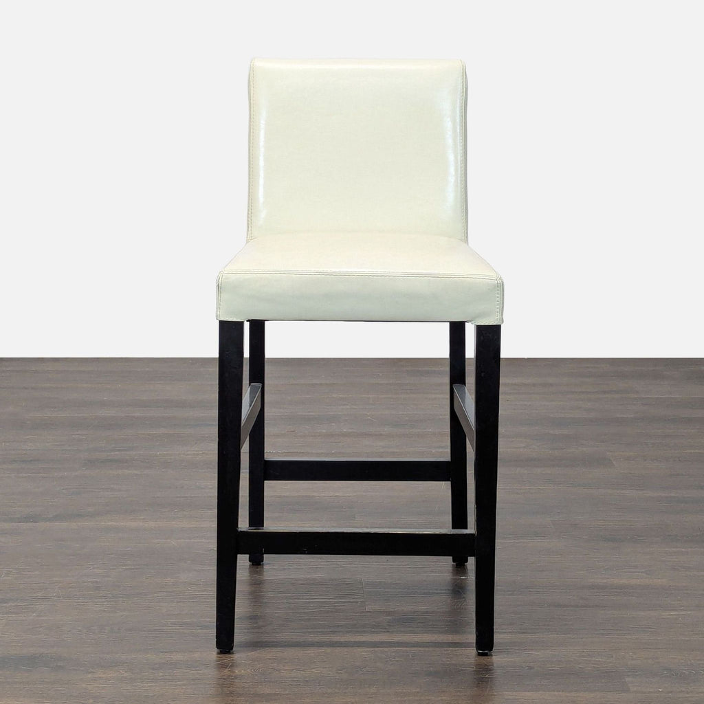 Crate & Barrel Leather Bar Stool with Wood Legs