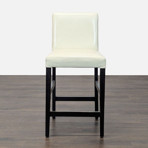 Crate & Barrel Leather Bar Stool with Wood Legs