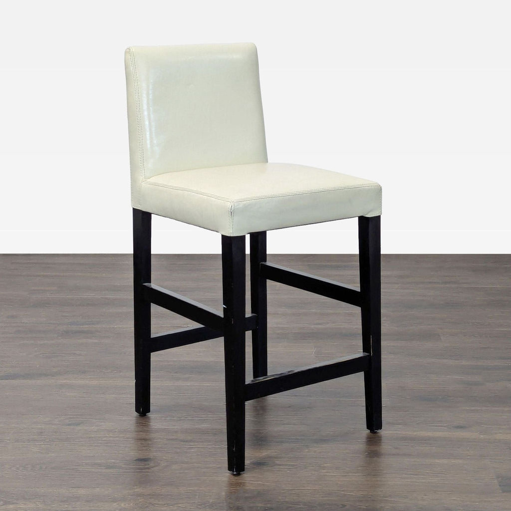 Crate & Barrel Leather Bar Stool with Wood Legs