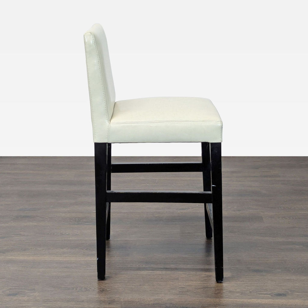 Crate & Barrel Leather Bar Stool with Wood Legs