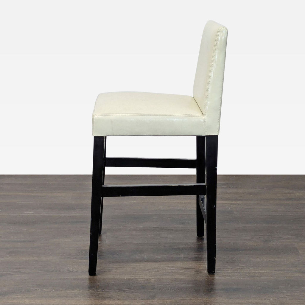 Crate & Barrel Leather Bar Stool with Wood Legs