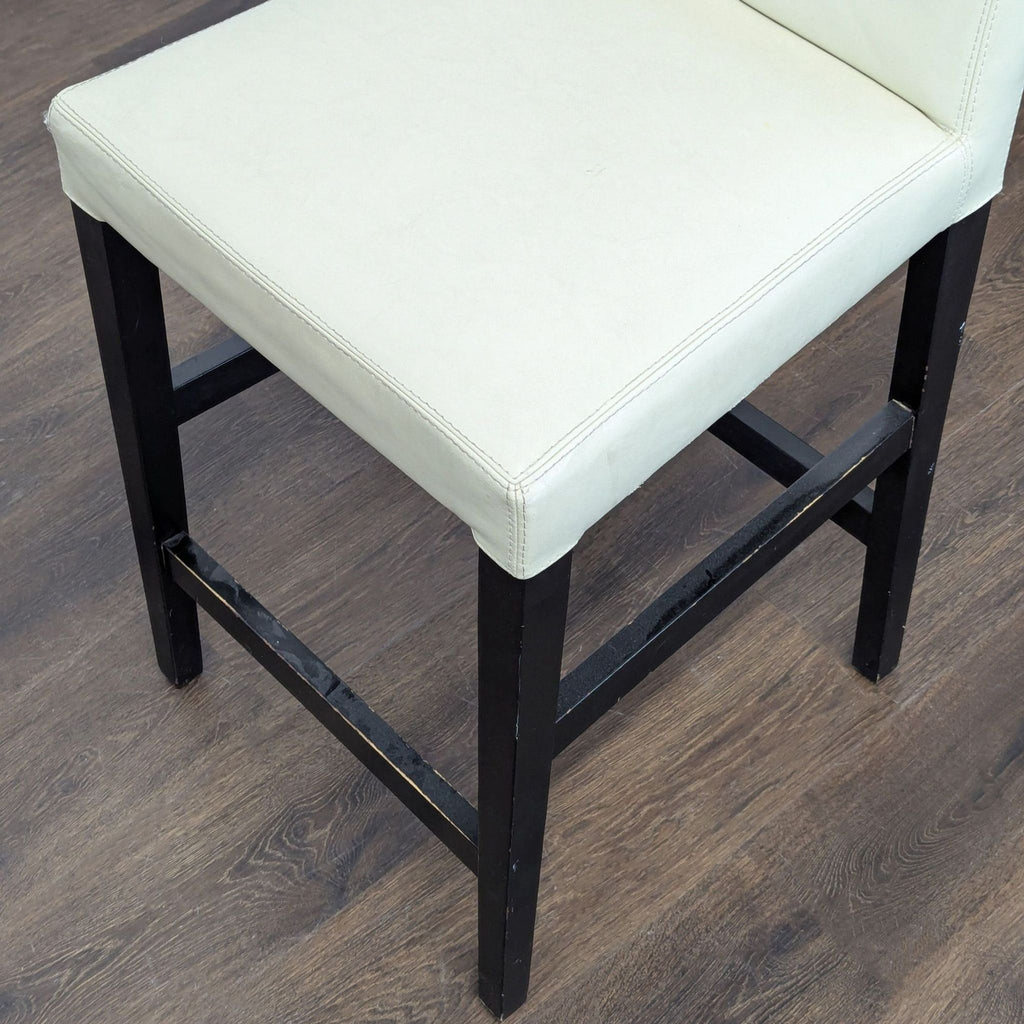 Crate & Barrel Leather Bar Stool with Wood Legs