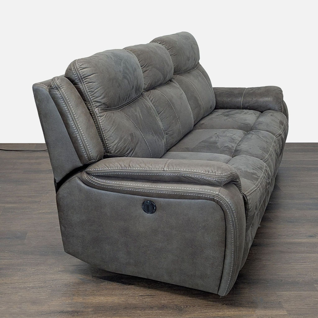 3-Seat Reclining Transitional Leather Sofa
